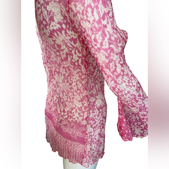 ✨POUPETTE St Barth sheer pink & white long sleeve blouse - Picture 8 of 11